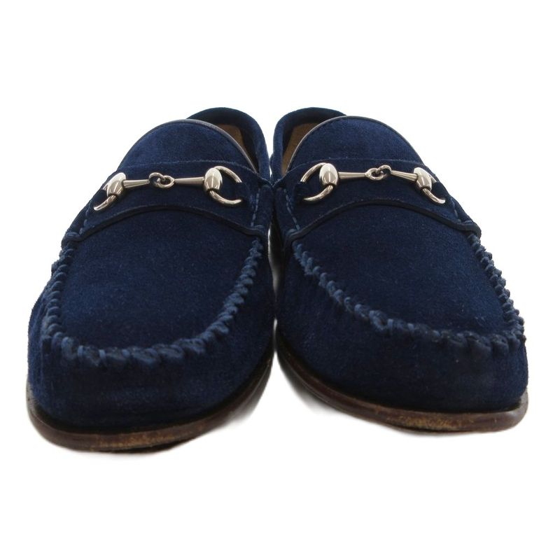 Gucci Horsebit Loafers Moccasins Suede Leather 35 Blue JS - GY18