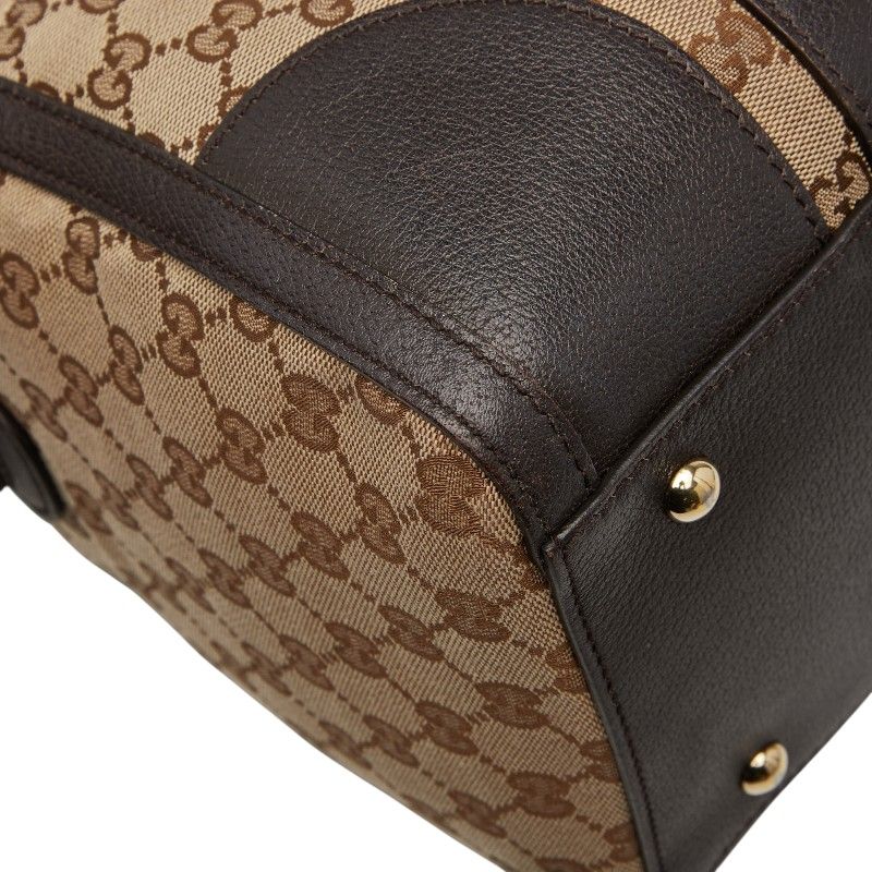 Gucci GG Canvas Webby Handbag Mini Boston Bag Shoulder Bag 2WAY 406868 Beige