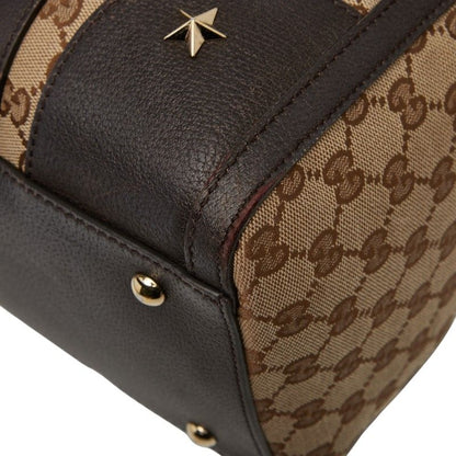 Gucci GG Canvas Webby Handbag Mini Boston Bag Shoulder Bag 2WAY 406868 Beige