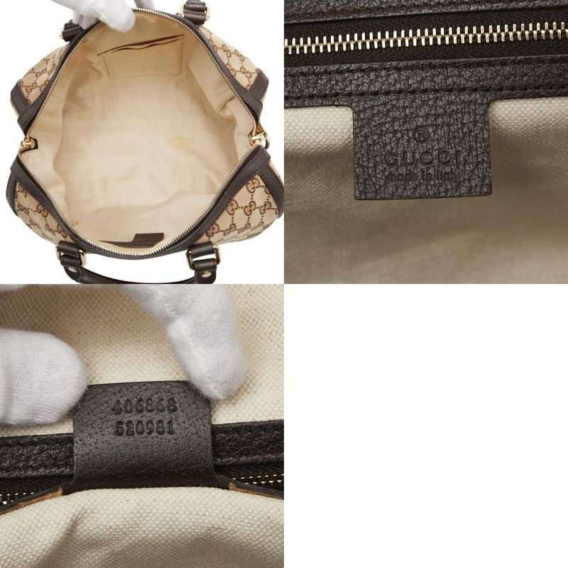 Gucci GG Canvas Webby Handbag Mini Boston Bag Shoulder Bag 2WAY 406868 Beige