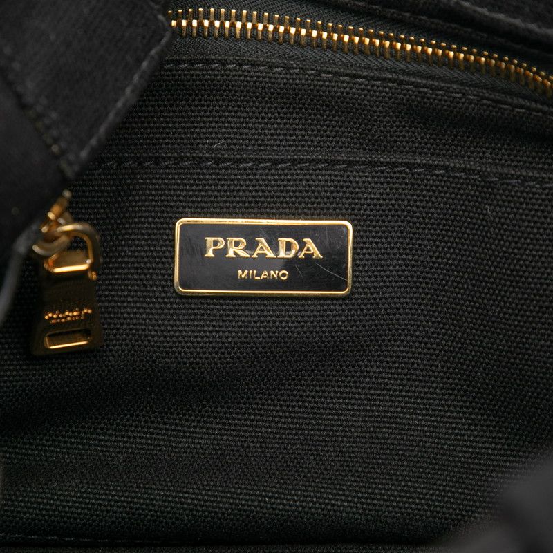 Prada Canapa Mini Handbag Shoulder Bag 2WAY Black Canvas Women Prada
