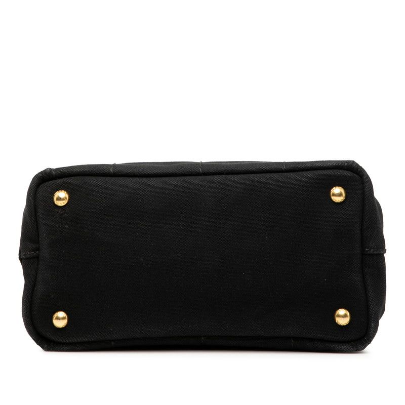 Prada Canapa Mini Handbag Shoulder Bag 2WAY Black Canvas Women Prada