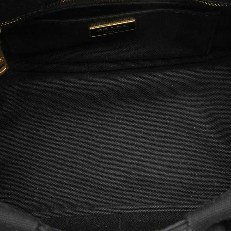 Prada Canapa Mini Handbag Shoulder Bag 2WAY Black Canvas Women Prada