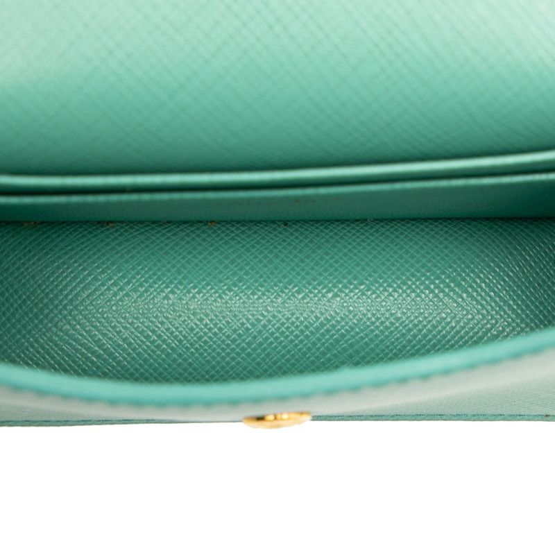 Prada Triangle Logo Plate Chain Mini Shoulder Pouch Shoulder Bag 1mr017 Green