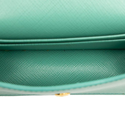 Prada Triangle Logo Plate Chain Mini Shoulder Pouch Shoulder Bag 1mr017 Green