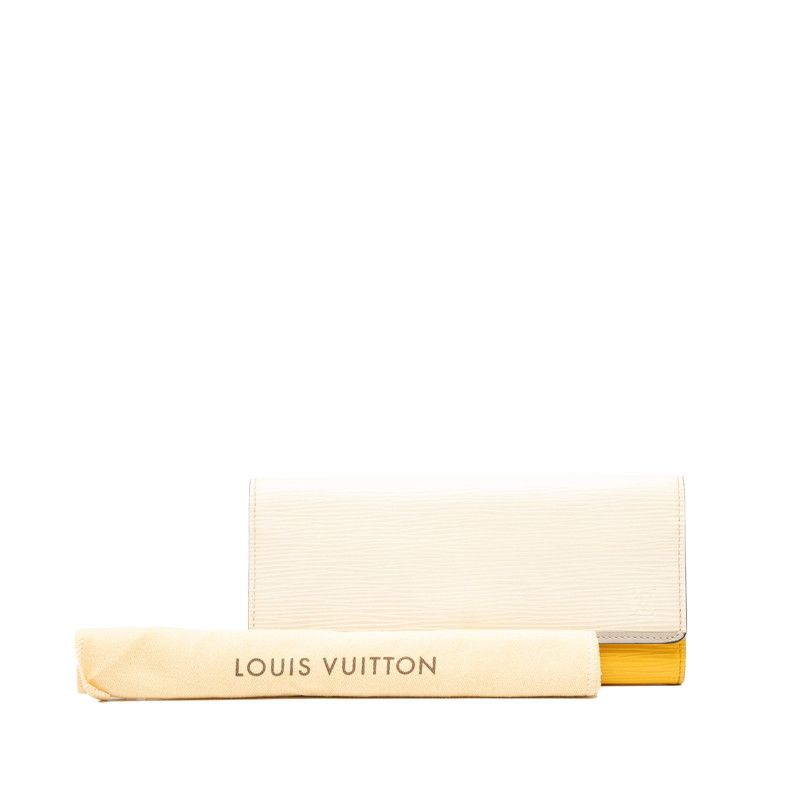 Louis Vuitton Epi Portefeuille Flor M60395 White Yellow Leather Women Louis
