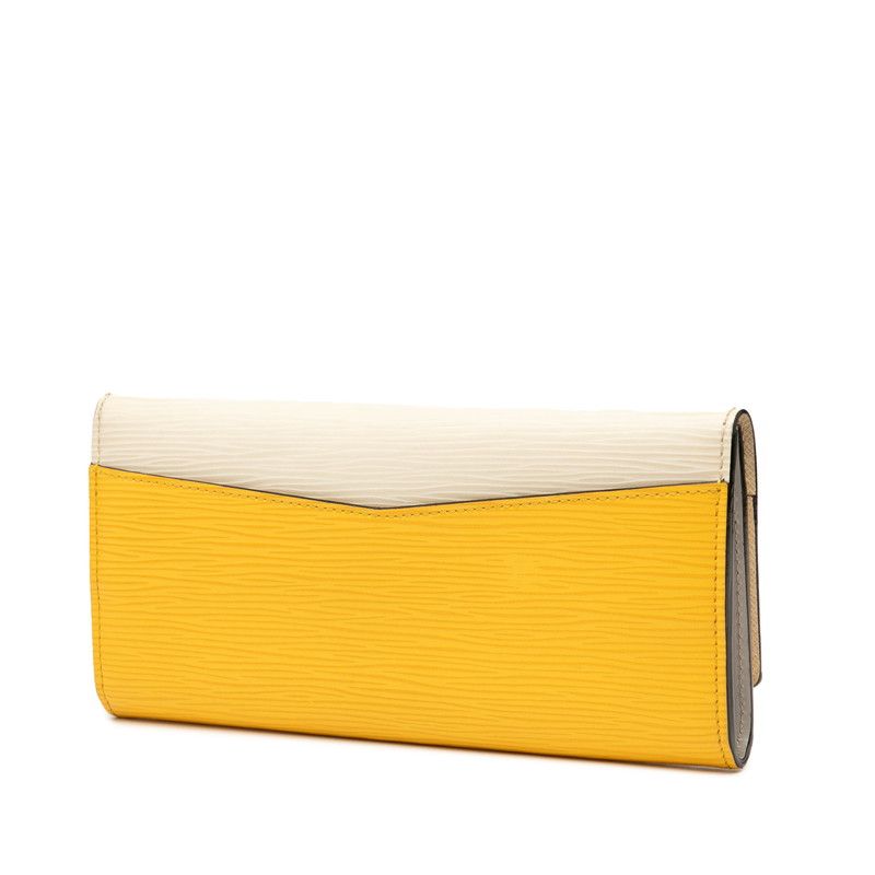 Louis Vuitton Epi Portefeuille Flor M60395 White Yellow Leather Women Louis