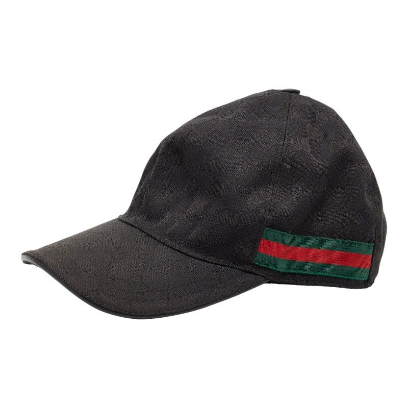 Gucci GG Canvas Sherry Line Cap Baseball Cap Size: XS 56 200035 Black Multicolor