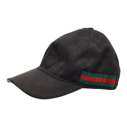 Gucci GG Canvas Sherry Line Cap Baseball Cap Size: XS 56 200035 Black Multicolor