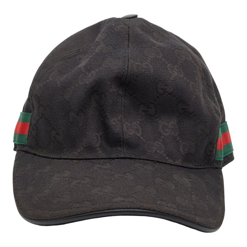 Gucci GG Canvas Sherry Line Cap Baseball Cap Size: XS 56 200035 Black Multicolor