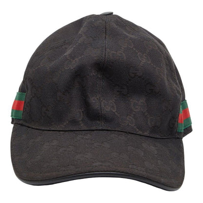 Gucci GG Canvas Sherry Line Cap Baseball Cap Size: XS 56 200035 Black Multicolor