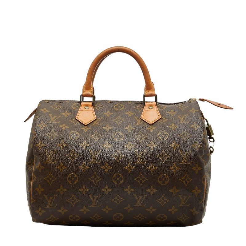 Louis Vuitton Monogram Speedy 30 M41526 Brown PVC Leather Women Louis Vuitton