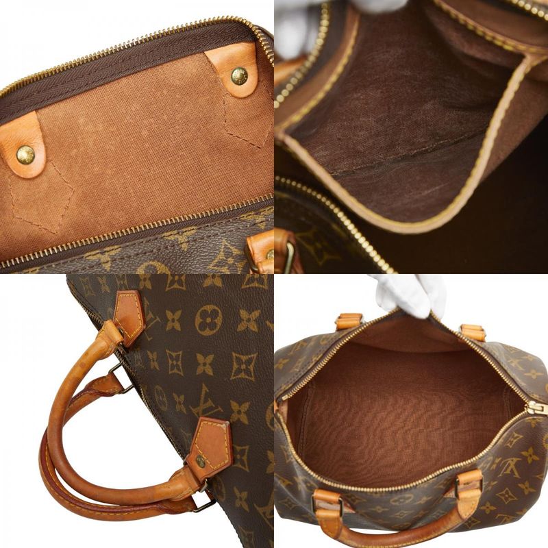 Louis Vuitton Monogram Speedy 30 M41526 Brown PVC Leather Women Louis Vuitton