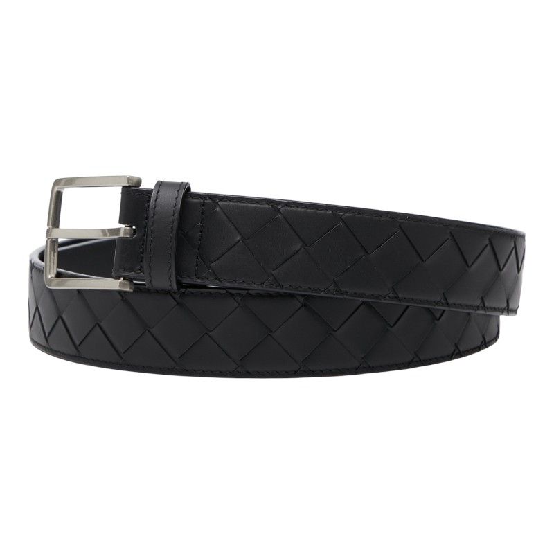 Bottega Veneta Intrecciato Belt Size 38 Black Leather Men's Bottega Veneta