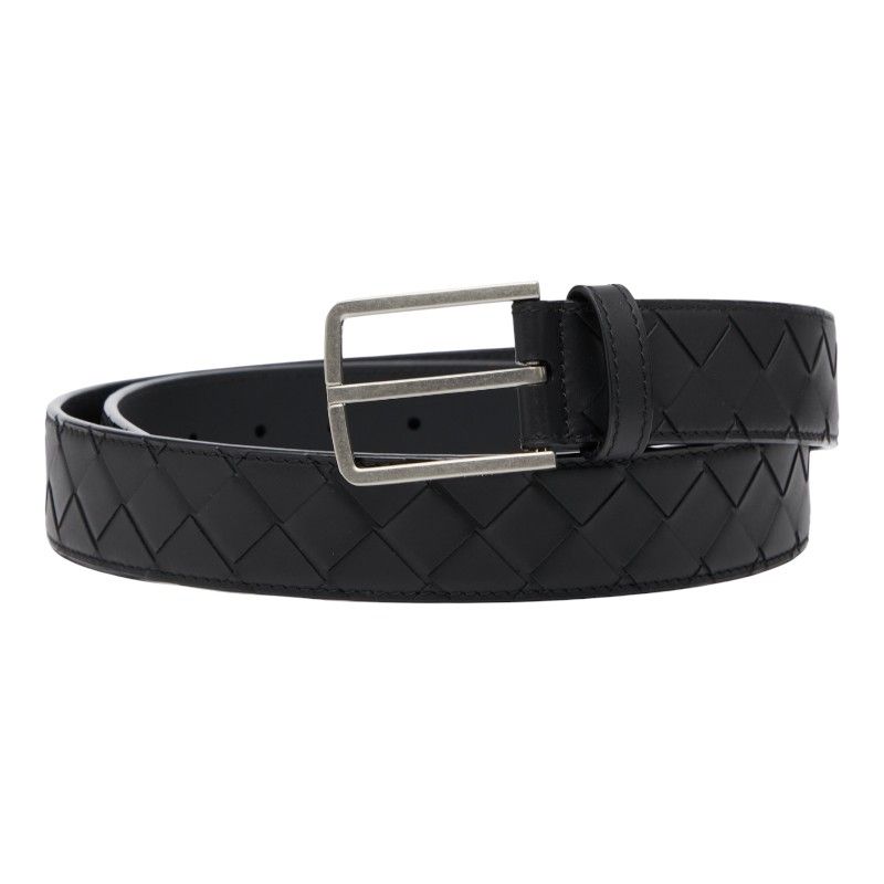 Bottega Veneta Intrecciato Belt Size 38 Black Leather Men's Bottega Veneta
