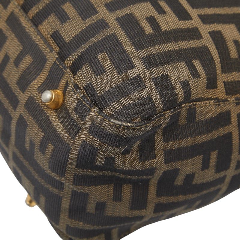 Fendi Zucca Brown Black Canvas Leather Women's Fendi
