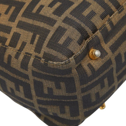 Fendi Zucca Brown Black Canvas Leather Women's Fendi