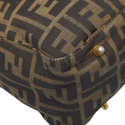 Fendi Zucca Brown Black Canvas Leather Women's Fendi