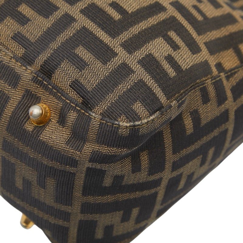 Fendi Zucca Brown Black Canvas Leather Women's Fendi