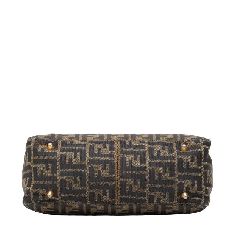 Fendi Zucca Brown Black Canvas Leather Women's Fendi