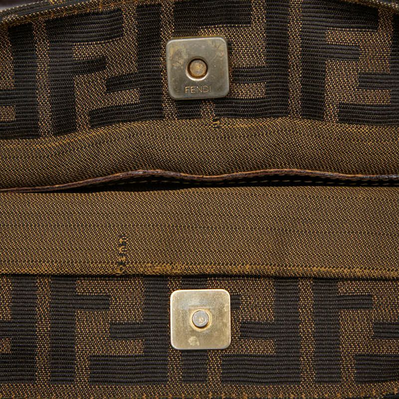 Fendi Zucca Brown Black Canvas Leather Women's Fendi