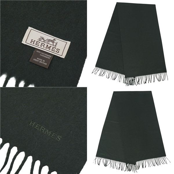 Hermes Scarf Shawl Fringe Cashmere Men's