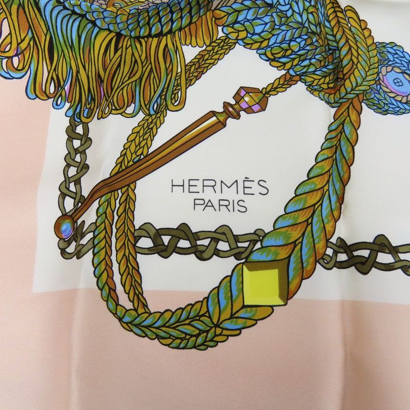 Hermes Scarf Carre90 Timpani Player le Timbalier Silk Pink Multicolor Accessory
