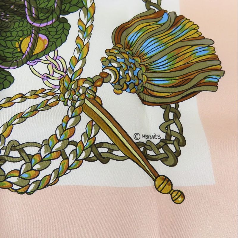 Hermes Scarf Carre90 Timpani Player le Timbalier Silk Pink Multicolor Accessory