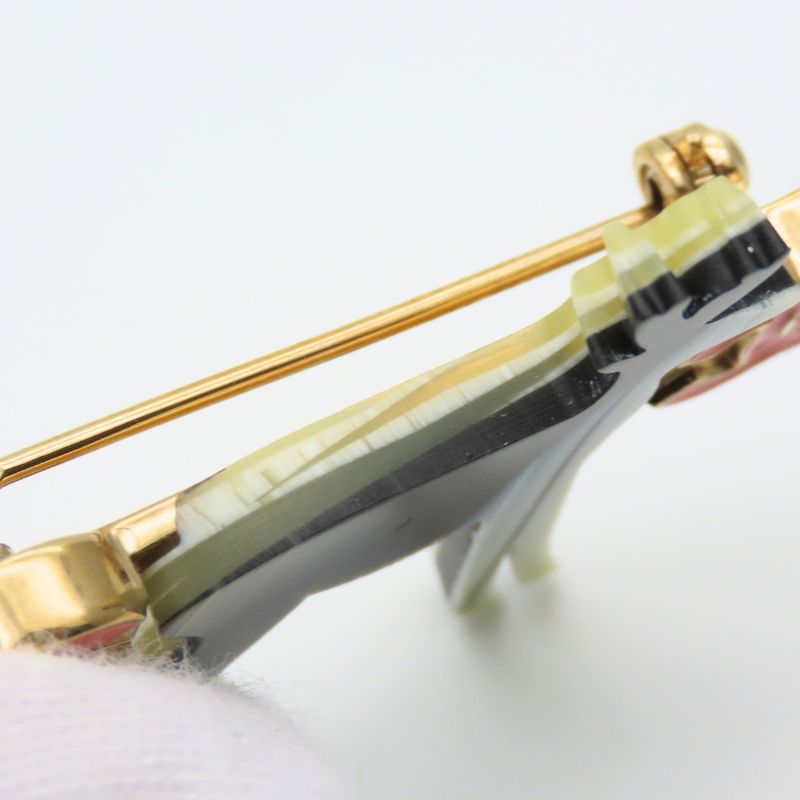 Chanel Brooch Metal Gold Black Pink Reindeer Here Mark Ladies Women Chanel