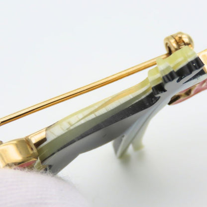 Chanel Brooch Metal Gold Black Pink Reindeer Here Mark Ladies Women Chanel