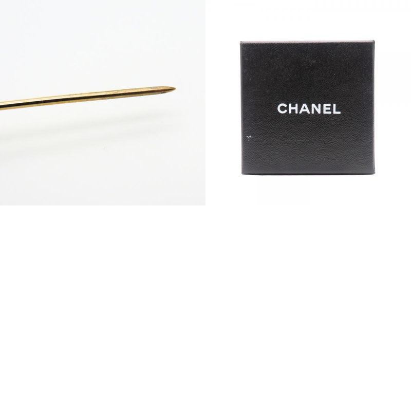 Chanel Brooch Metal Gold Black Pink Reindeer Here Mark Ladies Women Chanel