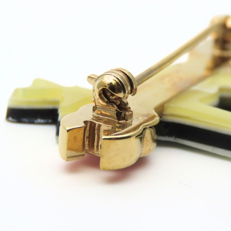 Chanel Brooch Metal Gold Black Pink Reindeer Here Mark Ladies Women Chanel