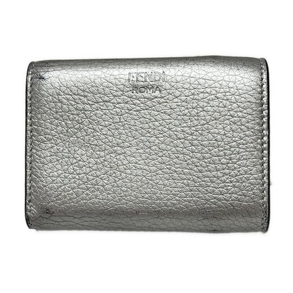 Fendi Trifold Wallet Peekaboo 8m0426 Silver Leather