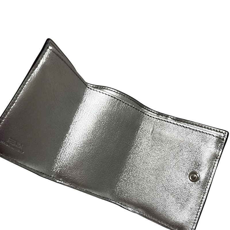 Fendi Trifold Wallet Peekaboo 8m0426 Silver Leather