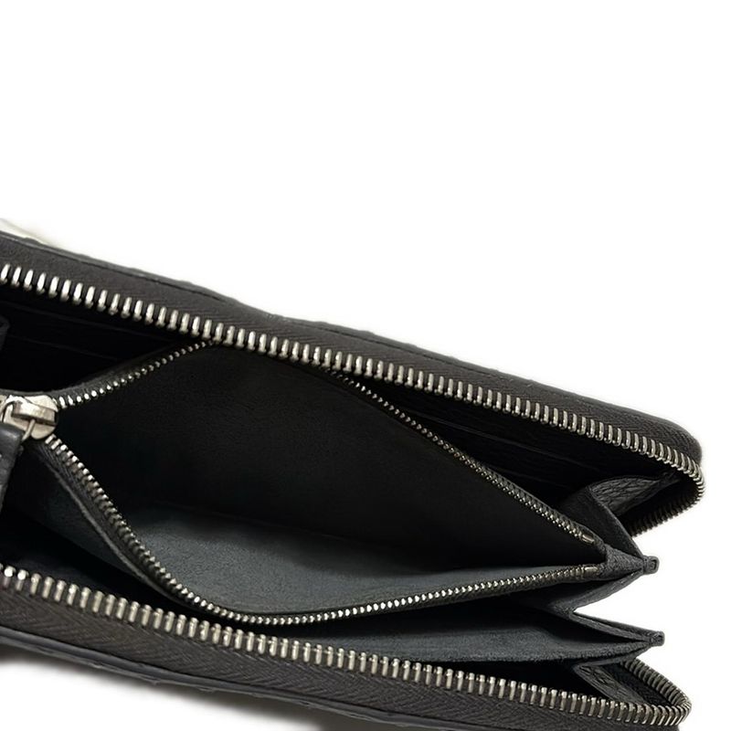 Fendi Long Wallet Selleria 8m0299 Dark Gray Round Zipper Leather
