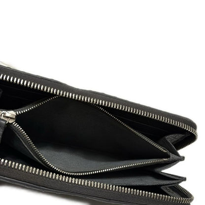Fendi Long Wallet Selleria 8m0299 Dark Gray Round Zipper Leather
