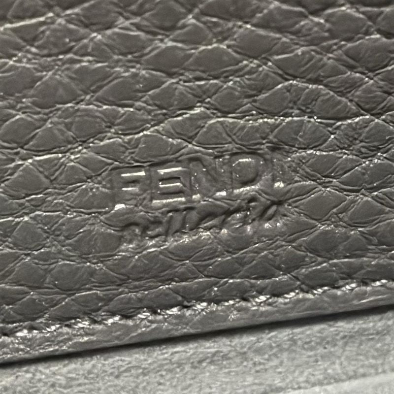 Fendi Long Wallet Selleria 8m0299 Dark Gray Round Zipper Leather
