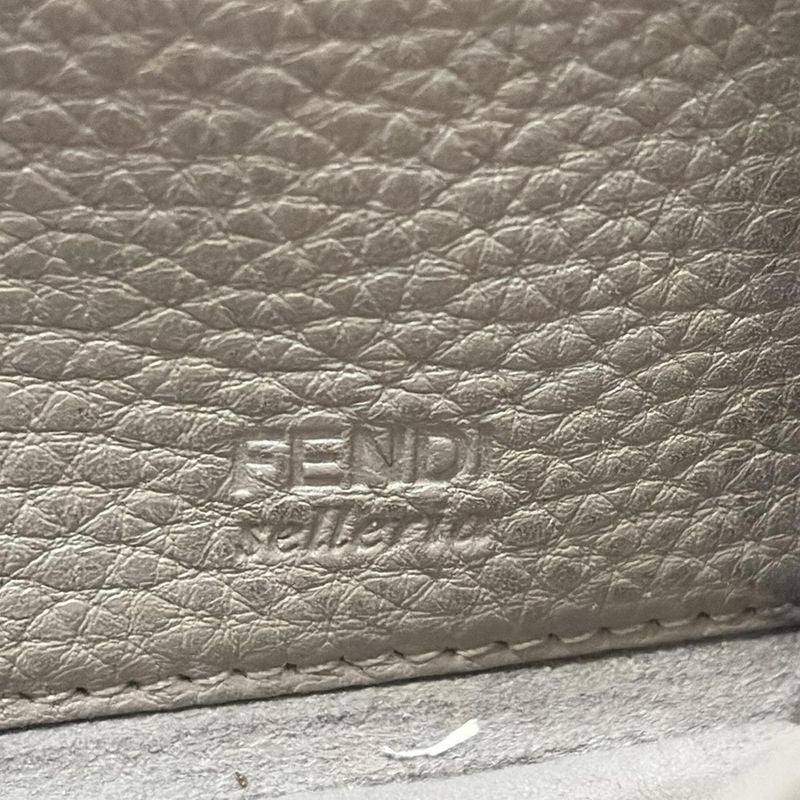 Fendi Long Wallet Selleria 8m0374 Gray Beige Round Zipper Leather