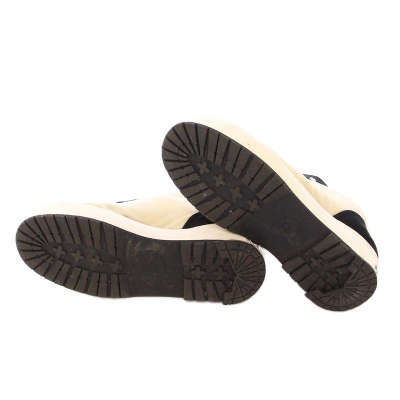 Chanel Coco Mark Low Cut Sneakers Shoes Thick Bottom Logo 38 Black Ivory BB