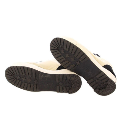 Chanel Coco Mark Low Cut Sneakers Shoes Thick Bottom Logo 38 Black Ivory BB