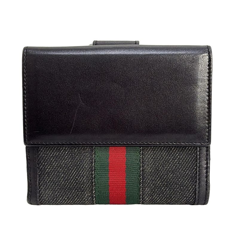 Gucci W Hook Wallet Sherry (web) 29910 Dark Navy And Black Leather