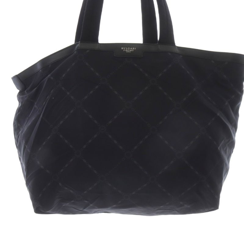 Bulgari Bvlgari 2WAY Tote Bag With Logo All Over Frgmt Handbag Navy Blue Navy