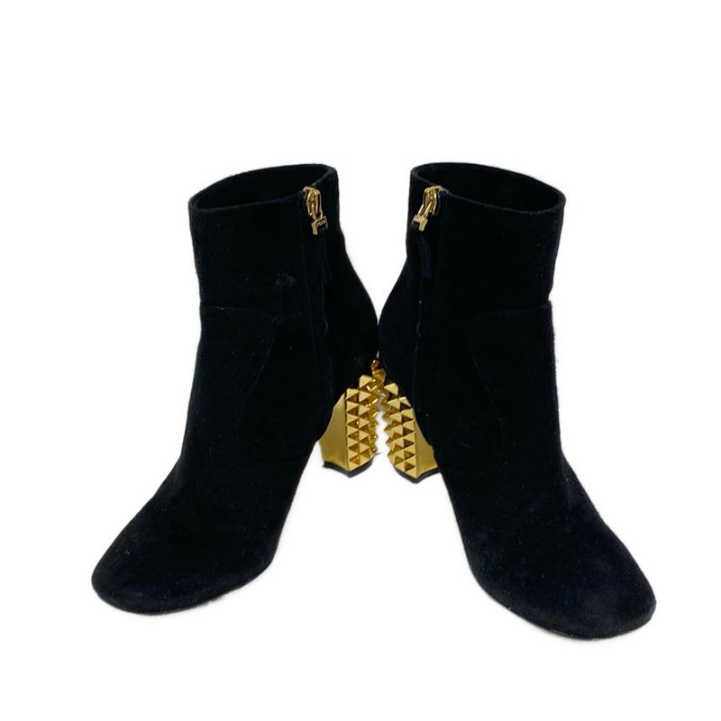 Fendi Short Boots 37 Women - Black And Gold Studs