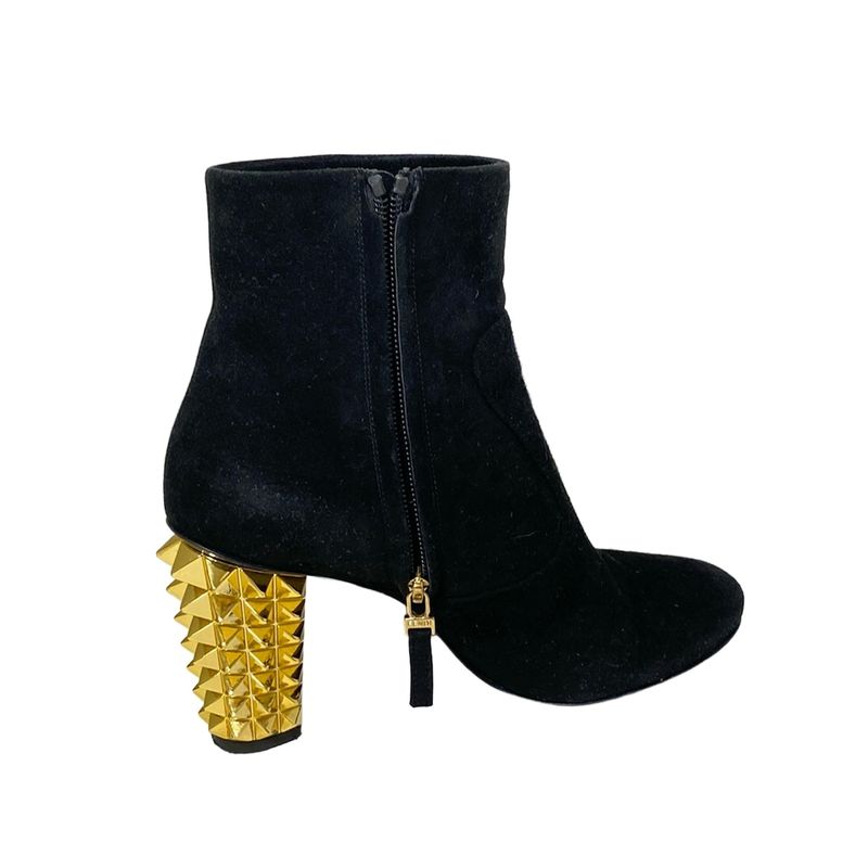 Fendi Short Boots 37 Women - Black And Gold Studs