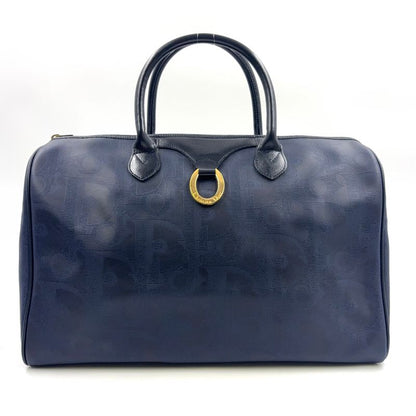 Christian Dior Trotter Leather X PVC Navy X Black Boston Bag Gold