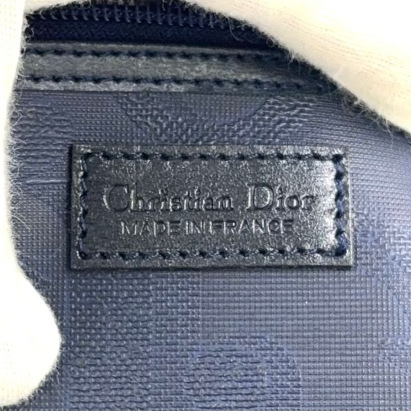 Christian Dior Trotter Leather X PVC Navy X Black Boston Bag Gold