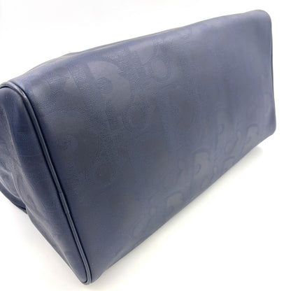 Christian Dior Trotter Leather X PVC Navy X Black Boston Bag Gold