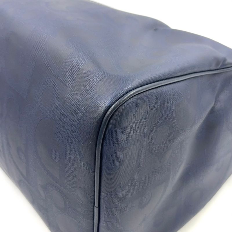 Christian Dior Trotter Leather X PVC Navy X Black Boston Bag Gold