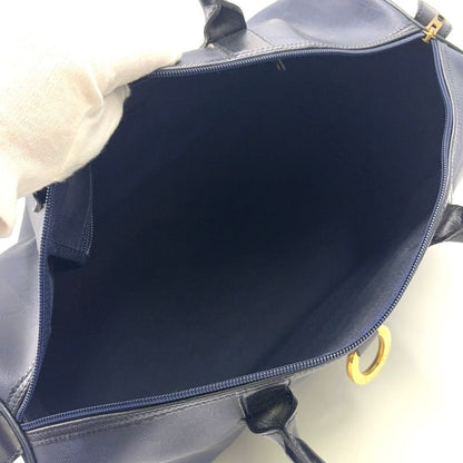 Christian Dior Trotter Leather X PVC Navy X Black Boston Bag Gold