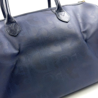 Christian Dior Trotter Leather X PVC Navy X Black Boston Bag Gold